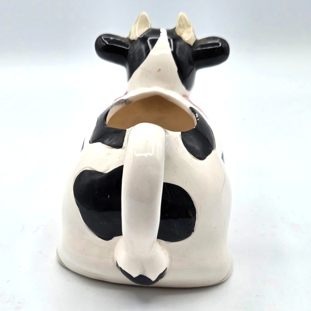 Ceramic Cow Creamer Black and White Holstein Country Vintage - Picture 3 of 5